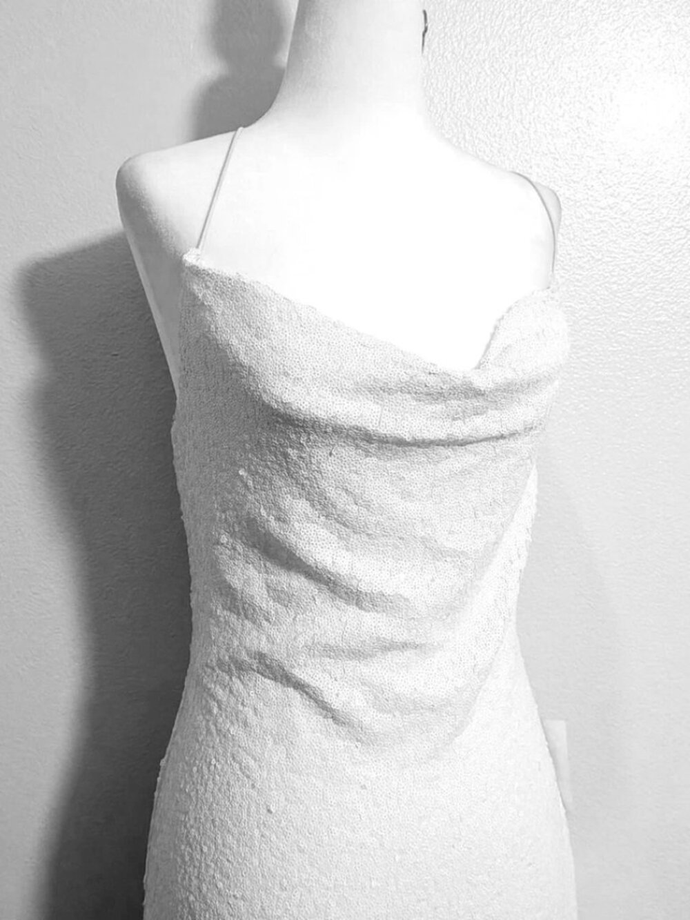B. Darlin White Sequin Party Evening Cowl Neck Bodycon Dress - Picture 3 of 4